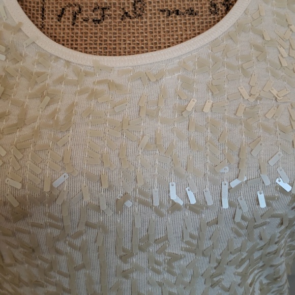 Apt 9 tank top ivory cream white sparkly sequin front Size Medium - Picture 5 of 5